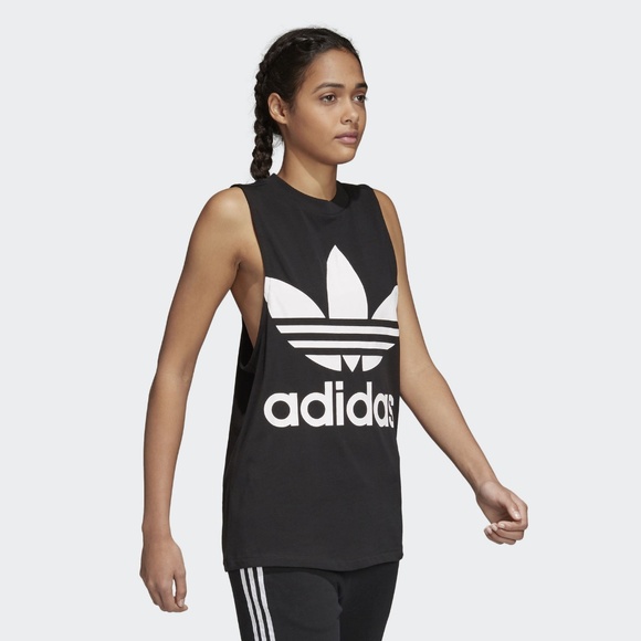ADIDAS — Trefoil Logo Black Cotton Muscle Tank NWT - Picture 6 of 8